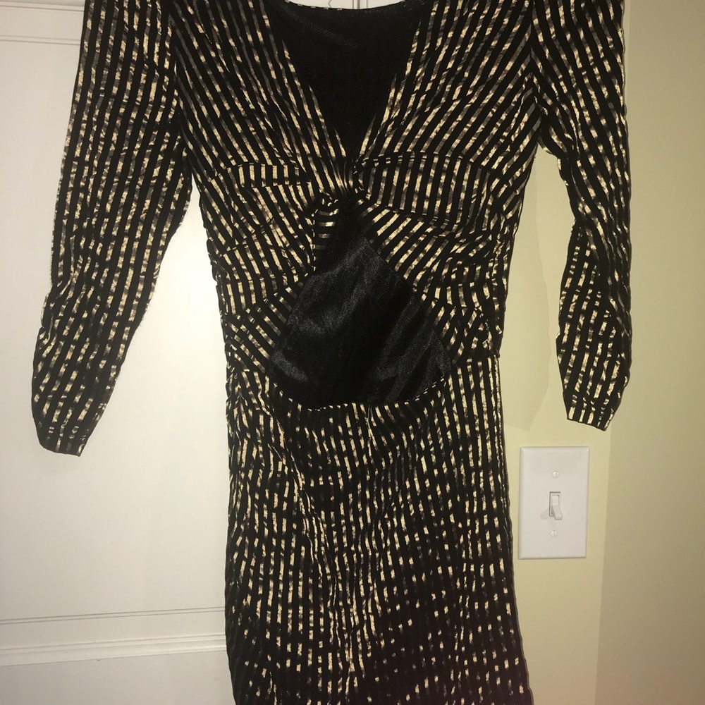 Black and gold vertical stripes dress